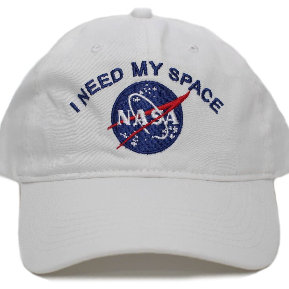 NASA I Need My Space Funny Dad Hat Pigment Dyed Cap High Quality White